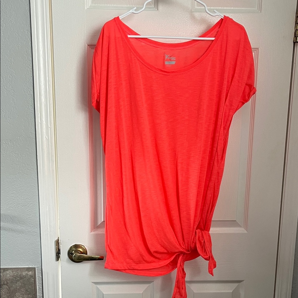 Old Navy Bright Coral Knot-Front Tee